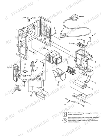 Взрыв-схема микроволновой печи Electrolux EMS2386 - Схема узла Microwave equipment